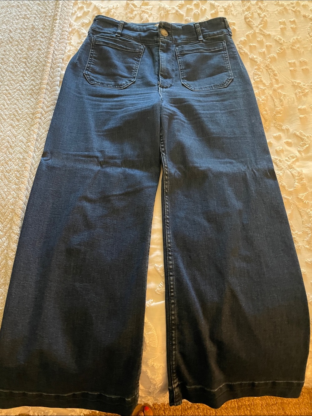 Maeve Wide-Leg Jeans in Dark Blue Denim